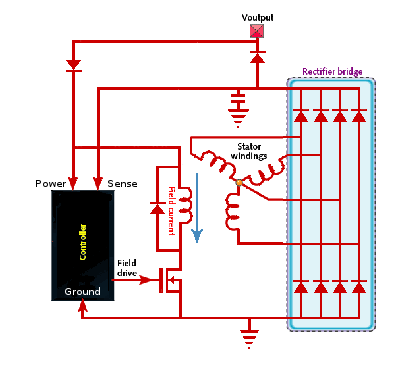 Schematic showing load-powered configuration with idle sense